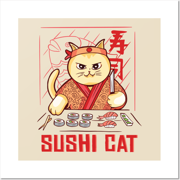 Sushi Cat Wall Art by Safdesignx